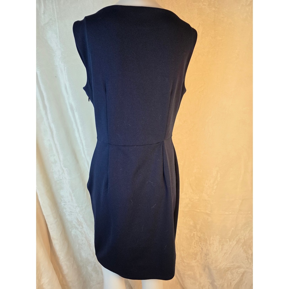Navy Blue Ruffle Sheath Dress Size 8 Business Casual - Picture 5 of 6